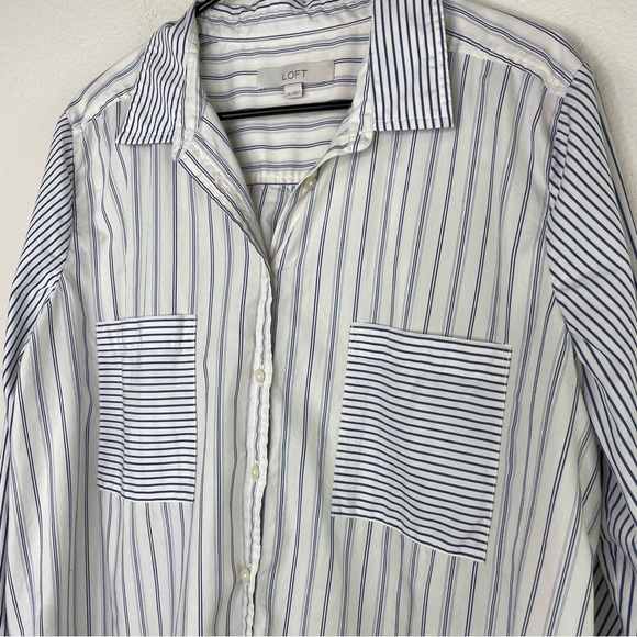Loft Striped Everyday Shirt in Blue and White size XL - Picture 10 of 12